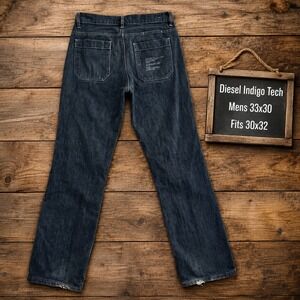 Diesel Indigo Tech Daze Jeans Mens 33x30 Fits 30x32 Dark Wash Made in Italy